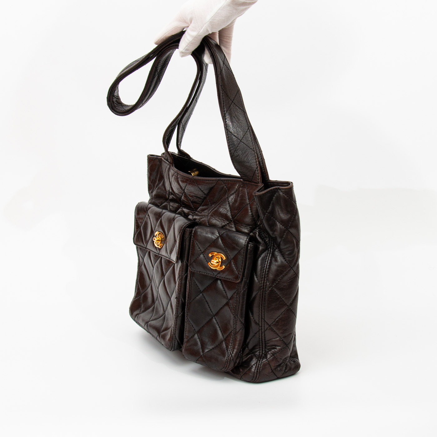 Chanel Shopper Lammleder Braun Mit Goldener Hardware 1996–1997 4284224 – Bild 3