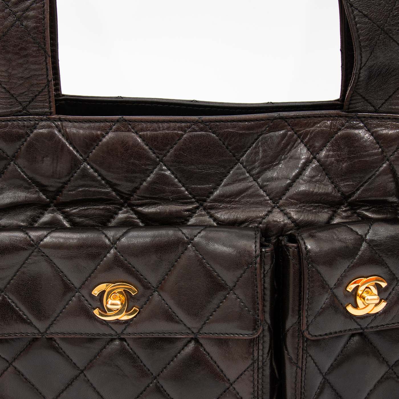 Chanel Shopper Lammleder Braun Mit Goldener Hardware 1996–1997 4284224 – Bild 7