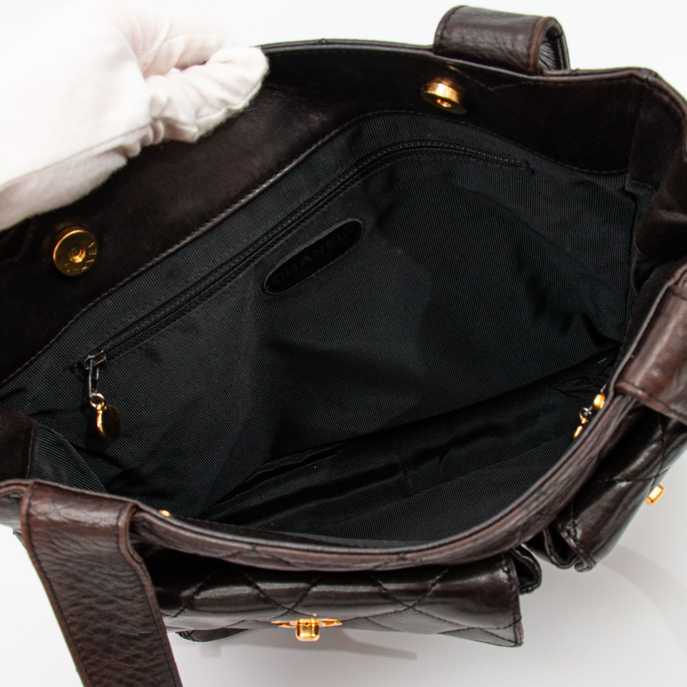 Chanel Shopper Lammleder Braun Mit Goldener Hardware 1996–1997 4284224 – Bild 8