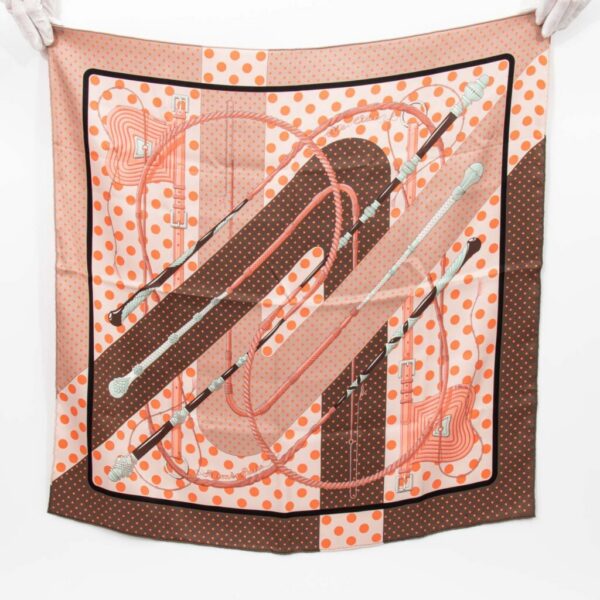 Hermès foulard en soie Carré 70 Clic-Clac A Pois Orange