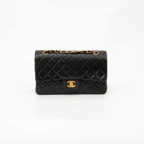 Chanel Timeless Double Flap Lambskin Bag, Black, 1989–1991, 1511055