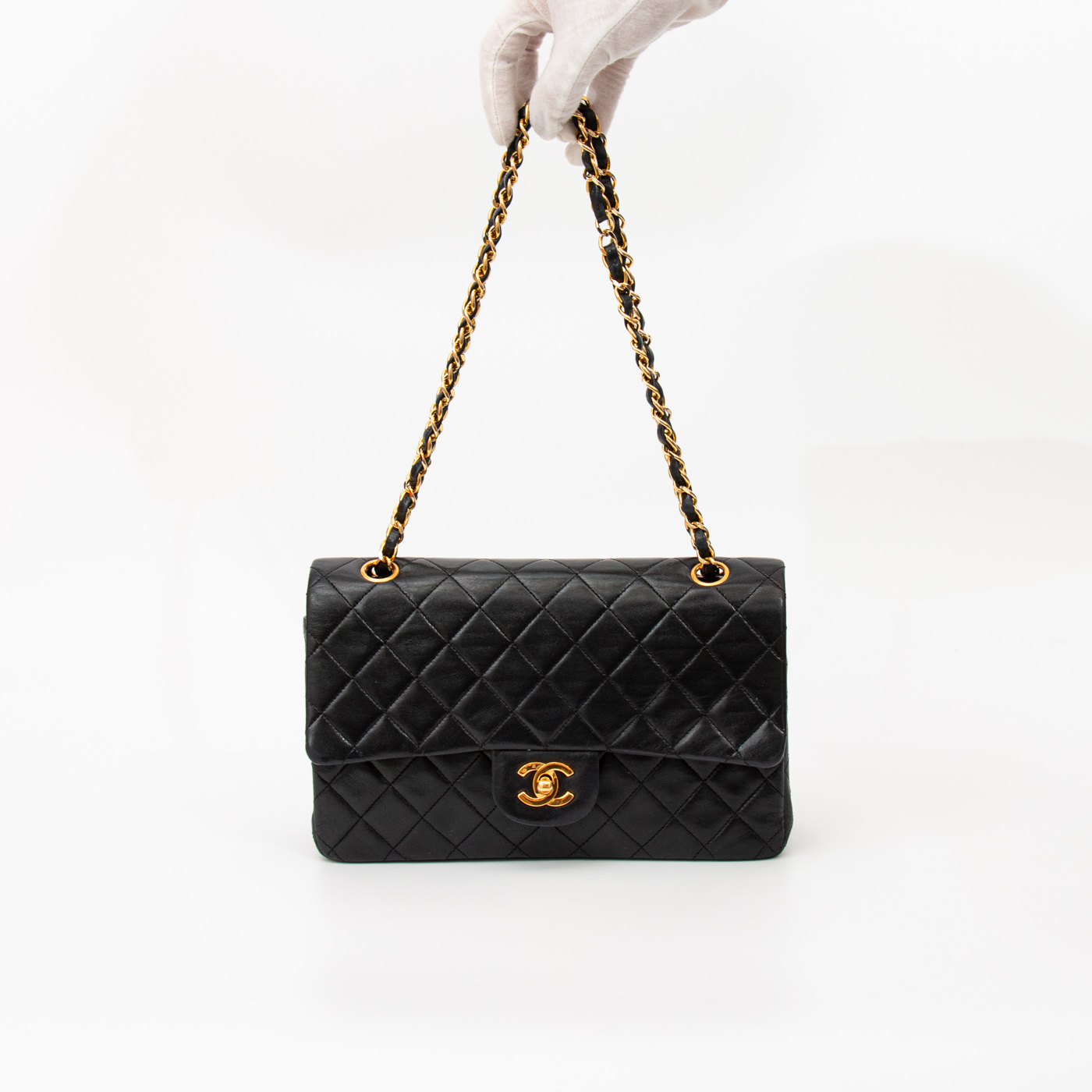 Chanel Tasche Timeless Double Flap Lammleder Schwarz 1989–1991 1511055