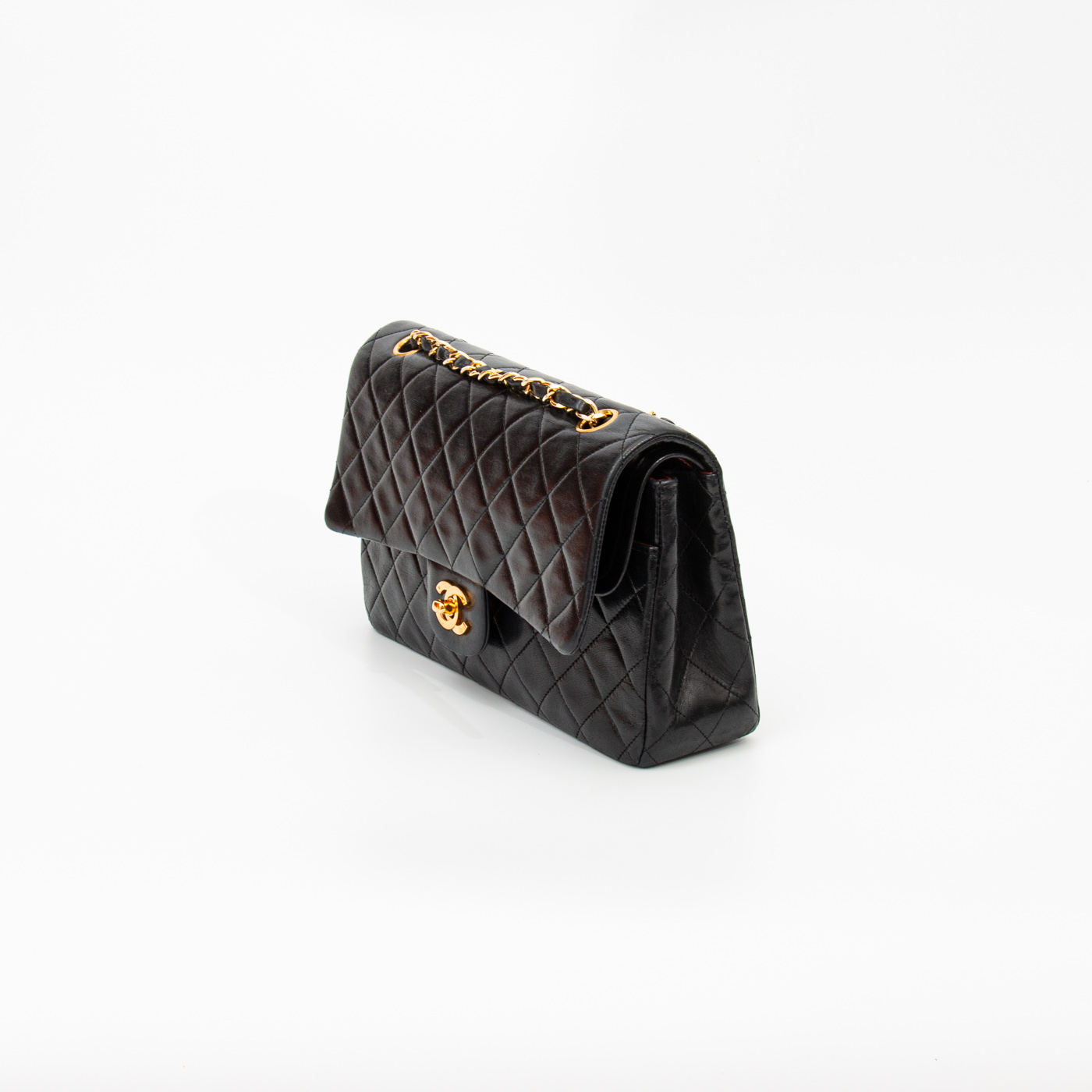 Chanel Tasche Timeless Double Flap Lammleder Schwarz 1989–1991 1511055 – Bild 4