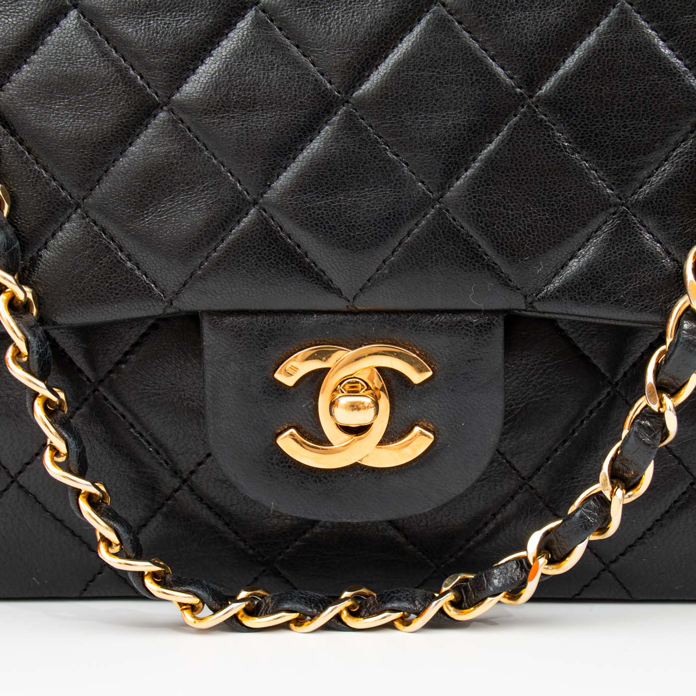 Chanel Tasche Timeless Double Flap Lammleder Schwarz 1989–1991 1511055 – Bild 7