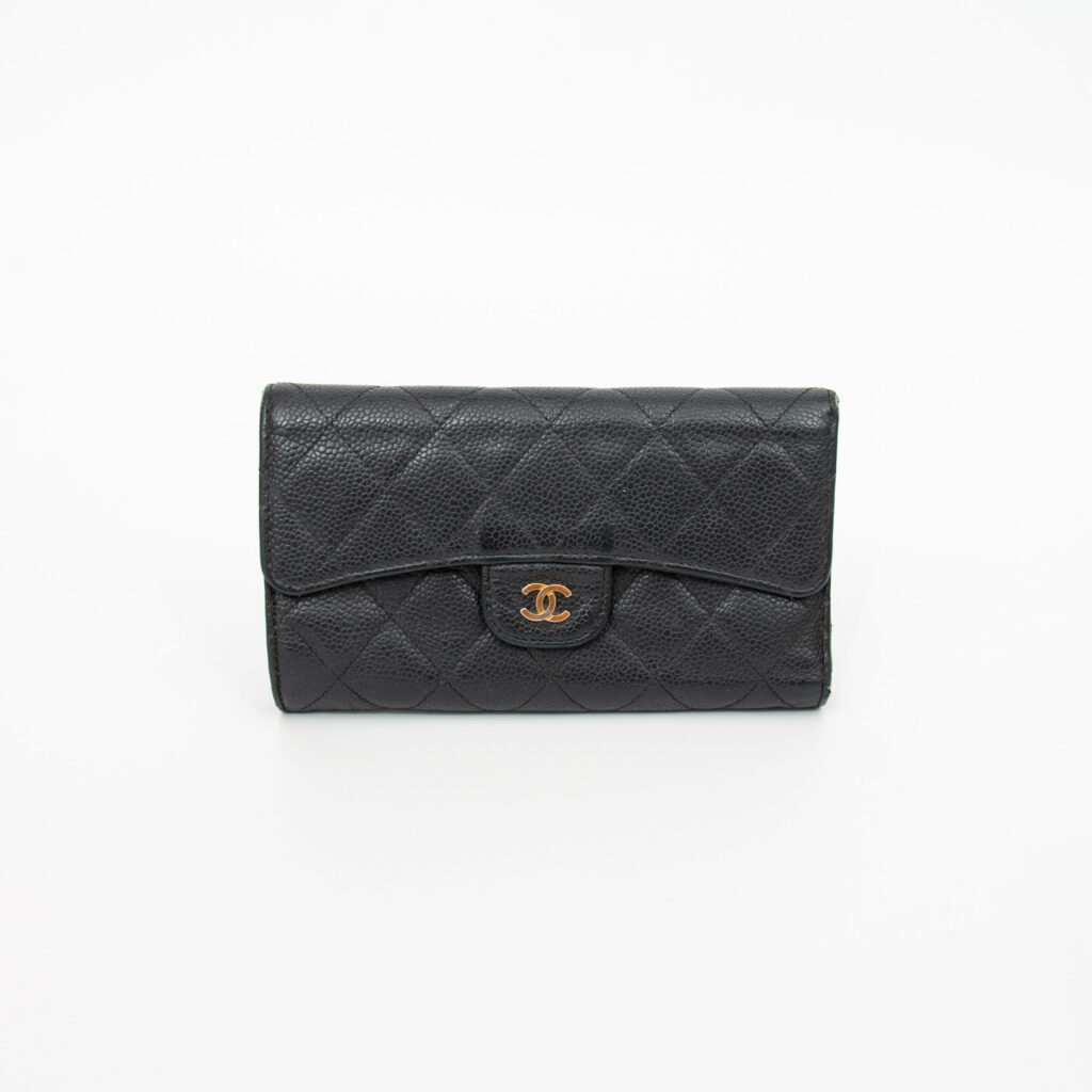 Chanel Geldbörse Caviar Schwarz Mit Goldener Hardware 2015–2016