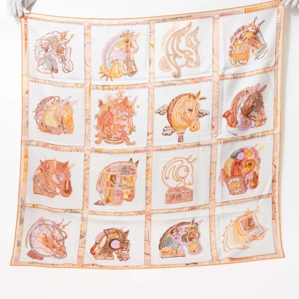 Hermès foulard en soie Carré 90 La Promenade De Longchamps Rose