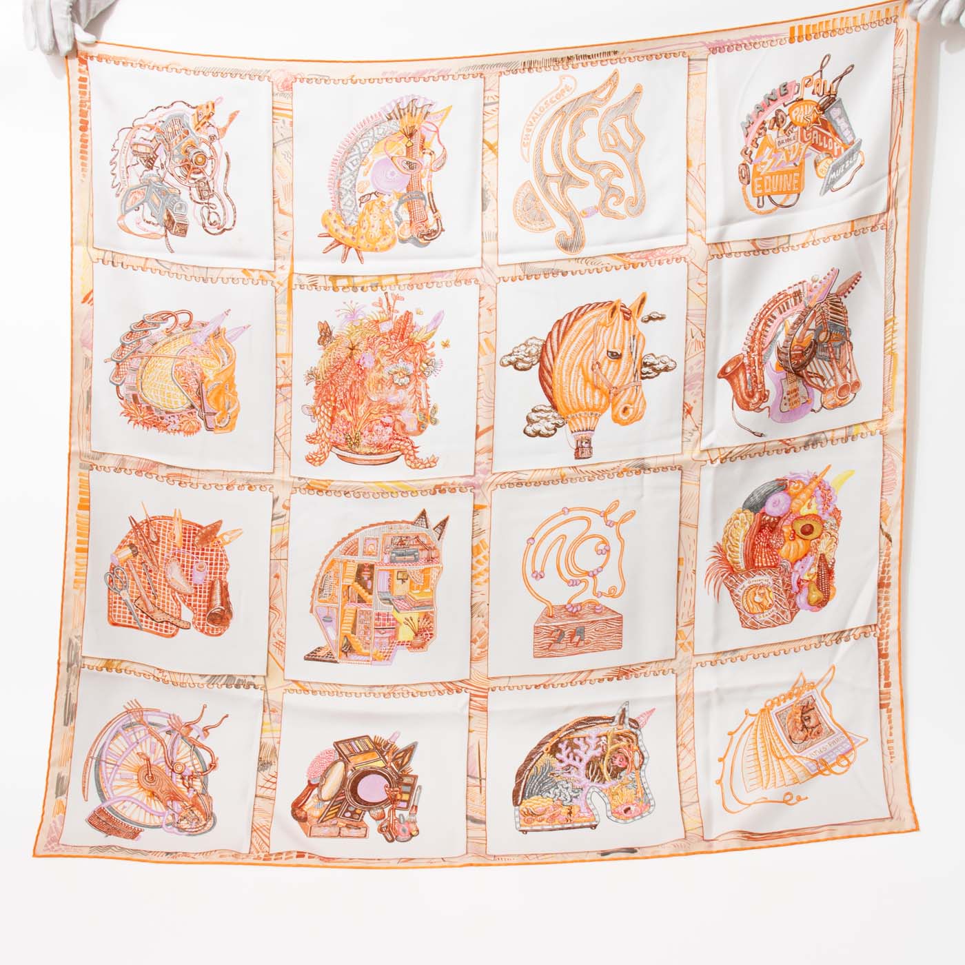 Hermès foulard en soie Carré 90 La Promenade De Longchamps Rose