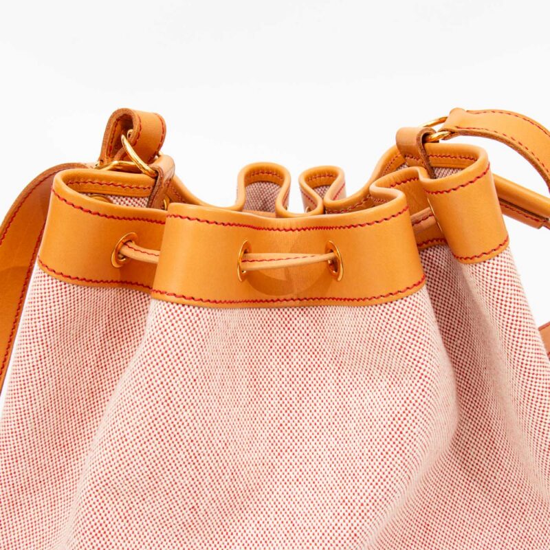 Bolso de mano Hermès Market Bucket Bag Toile H de lona y piel, color beige y dorado – Imagen 6