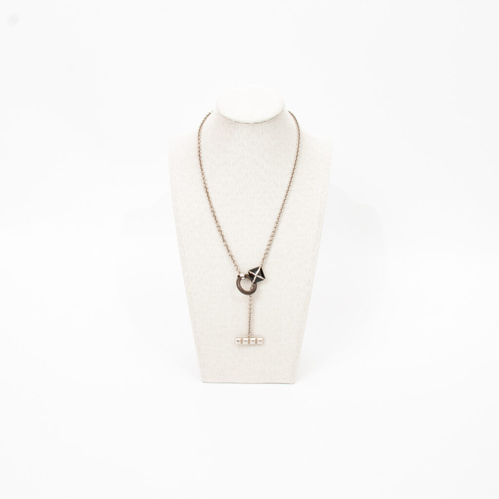 Hermès Collier Halskette Medor Palladium Silber 54 cm