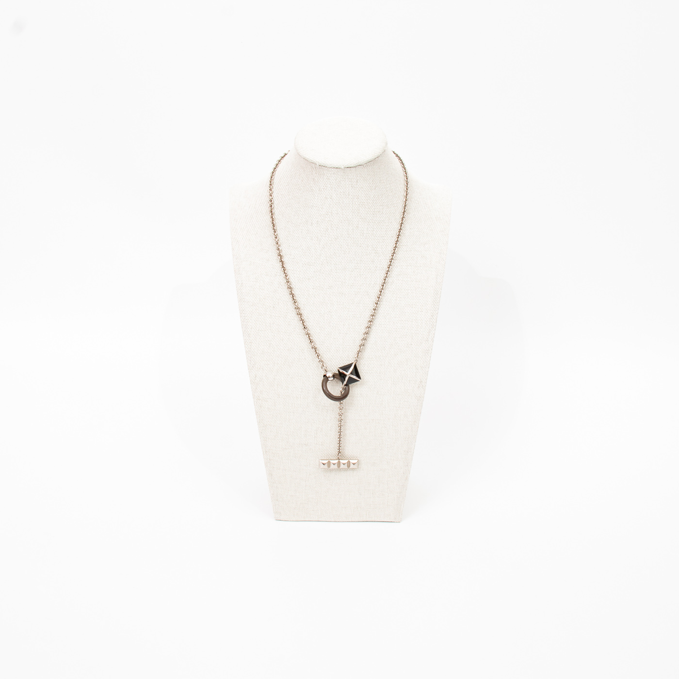 Collier Hermès Medor en argent palladium 54 cm