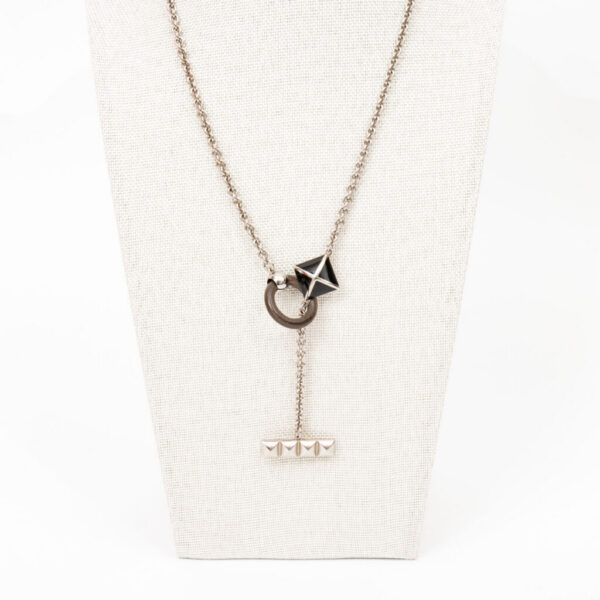 Collier Hermès Medor en argent palladium 54 cm
