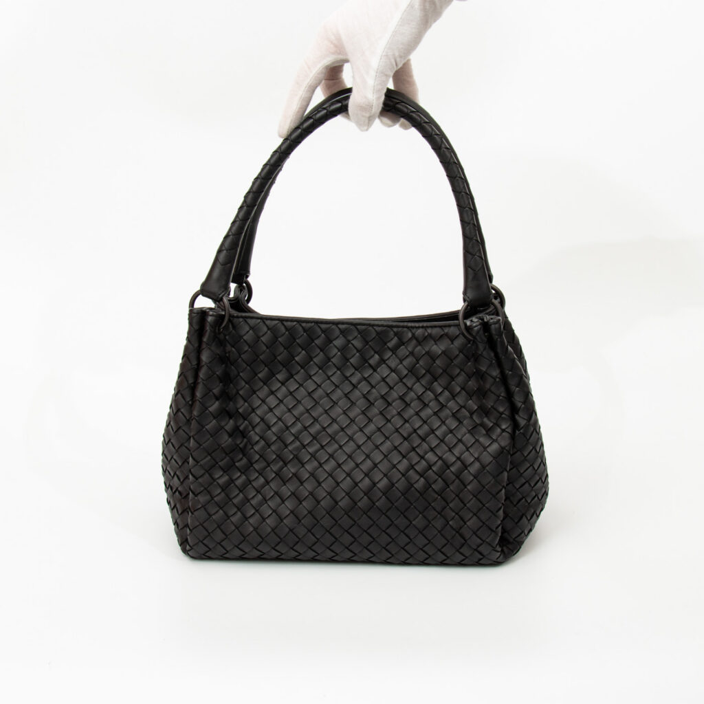 Bottega Veneta Tasche 2way Intrecciato Schwarz Mit Schwarzer Hardware
