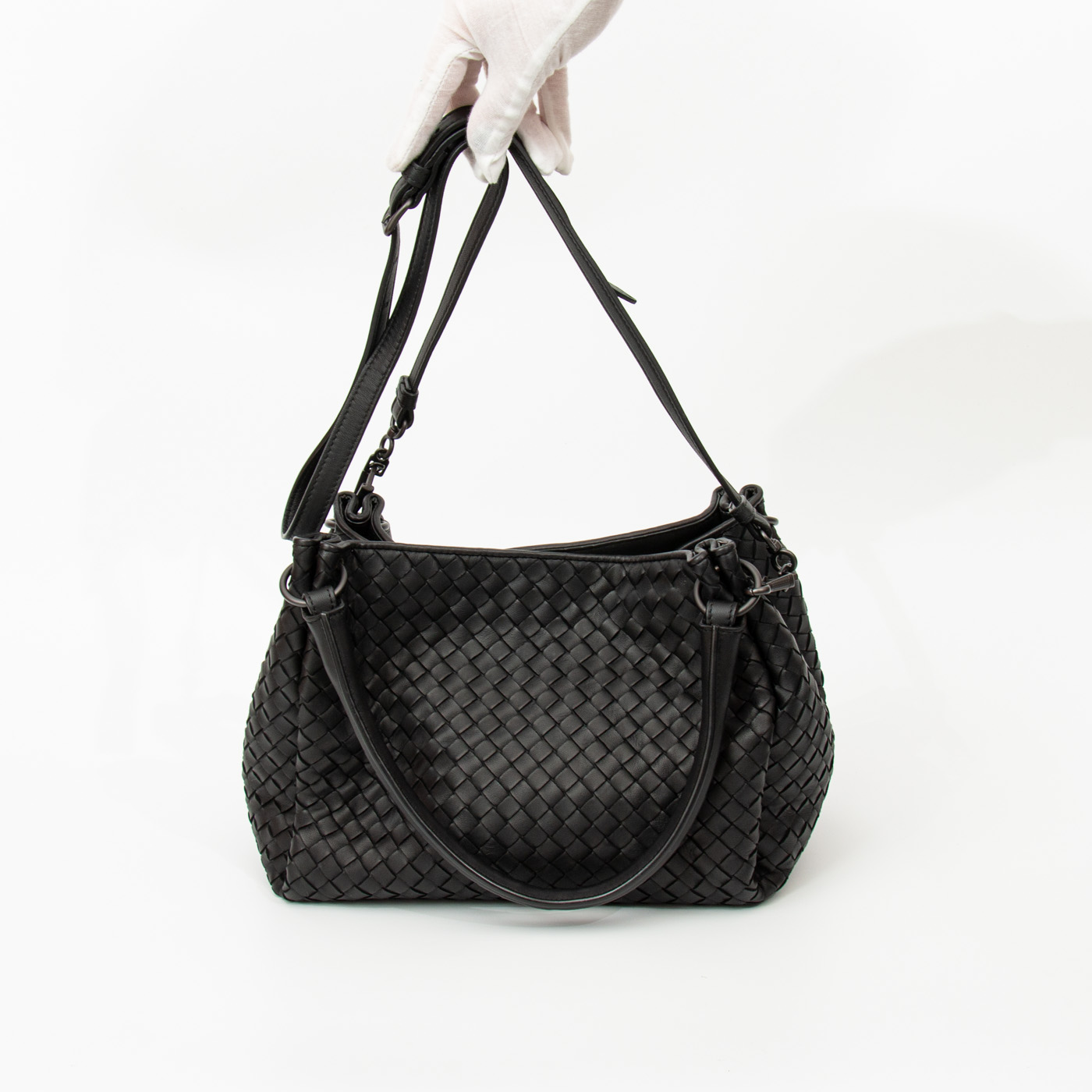 Bottega Veneta Tasche 2way Intrecciato Schwarz Mit Schwarzer Hardware – Bild 10