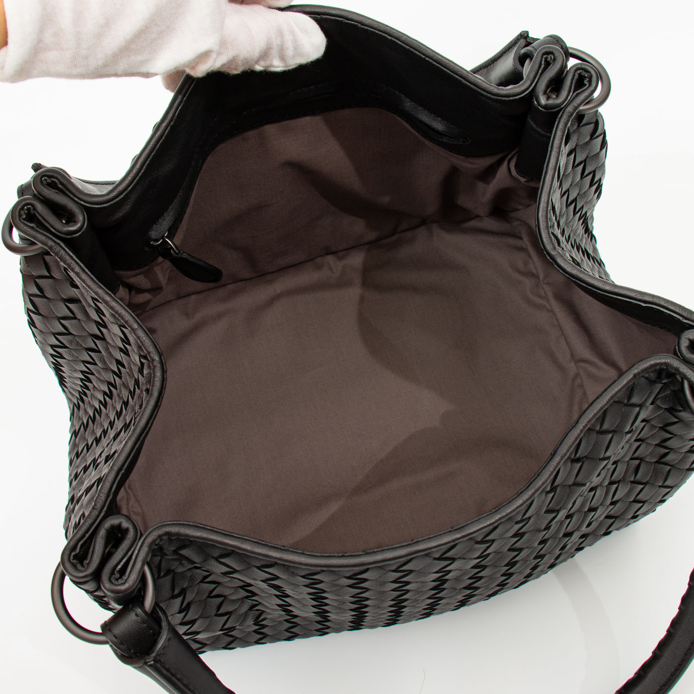 Bottega Veneta Tasche 2way Intrecciato Schwarz Mit Schwarzer Hardware – Bild 9