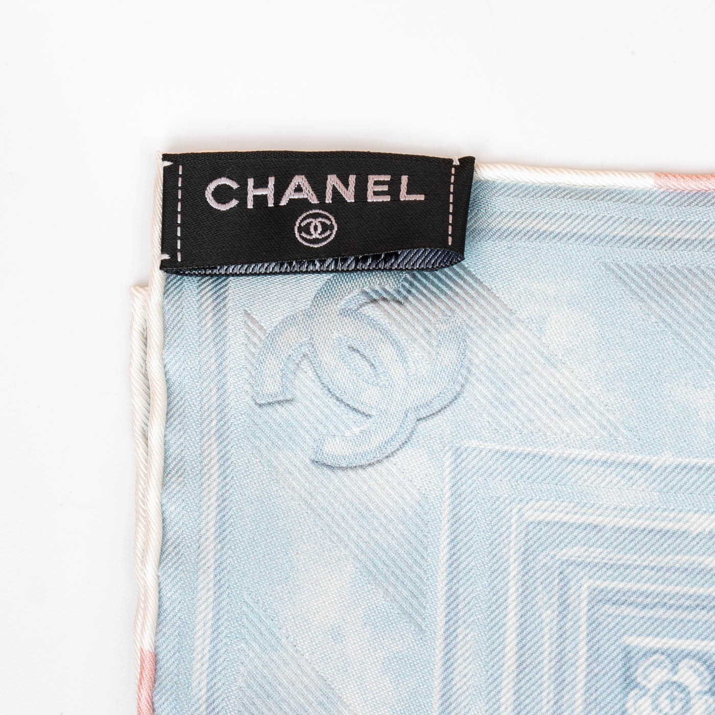 Chanel Schal Chanel Coco Mark Seide Blau – Bild 4