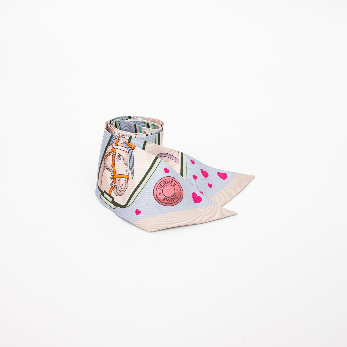 Hermès Twilly Harnais de Coeur Soie Multicolore