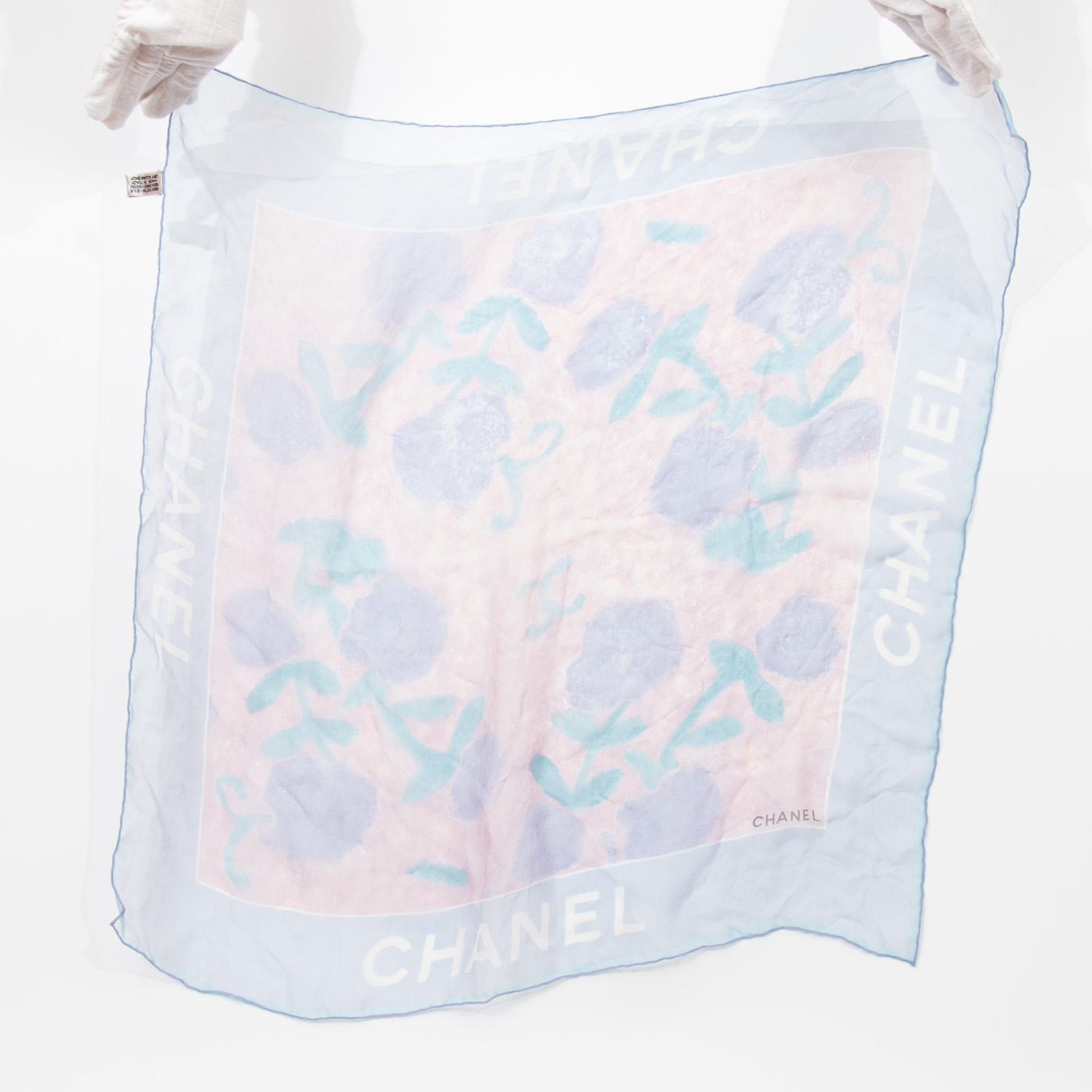 Chanel Schal Seide Blau