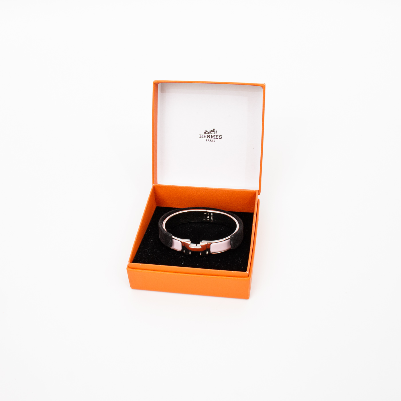 Bracelet Hermès Click H Fan en métal et émail argenté