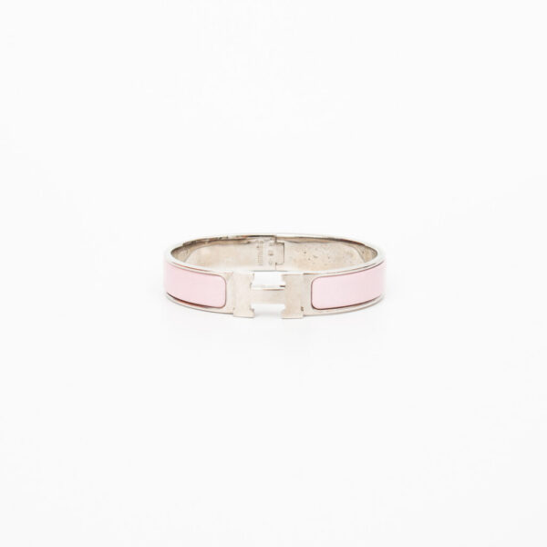 Bracelet Hermès Click H Fan en métal et émail argenté