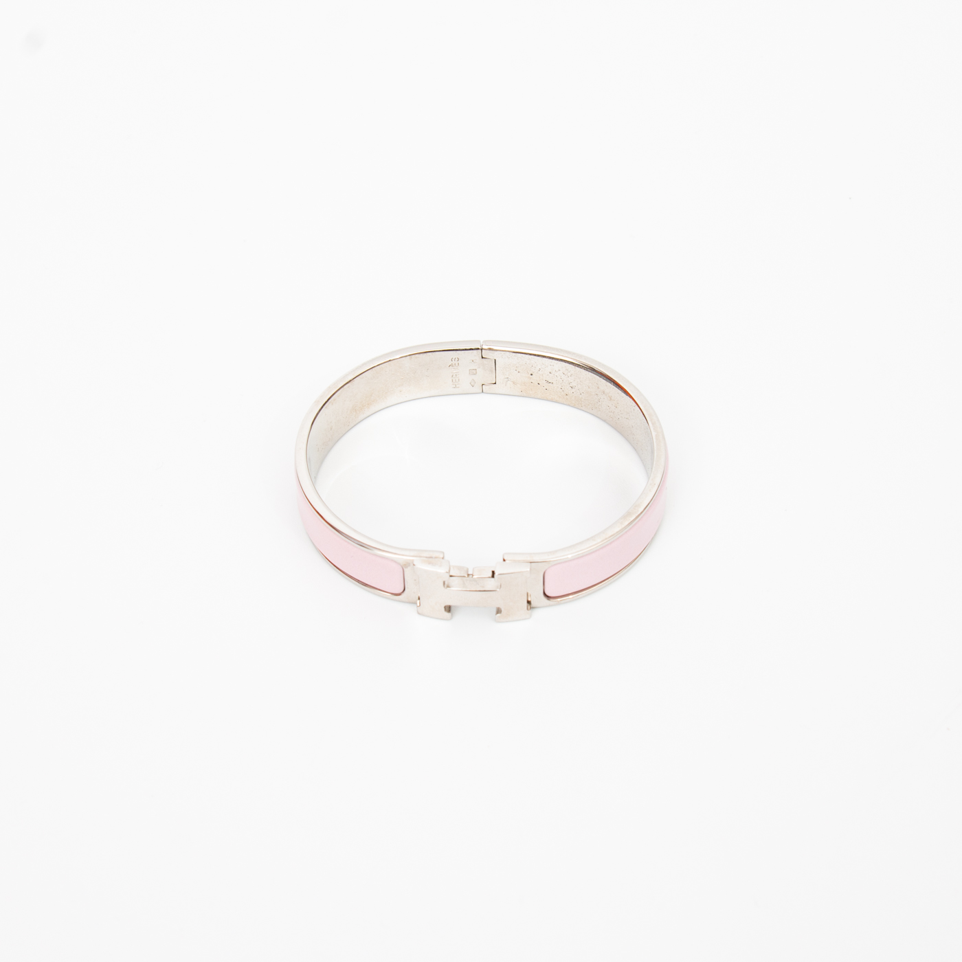 Bracelet Hermès Click H Fan en métal et émail argenté – Image 3