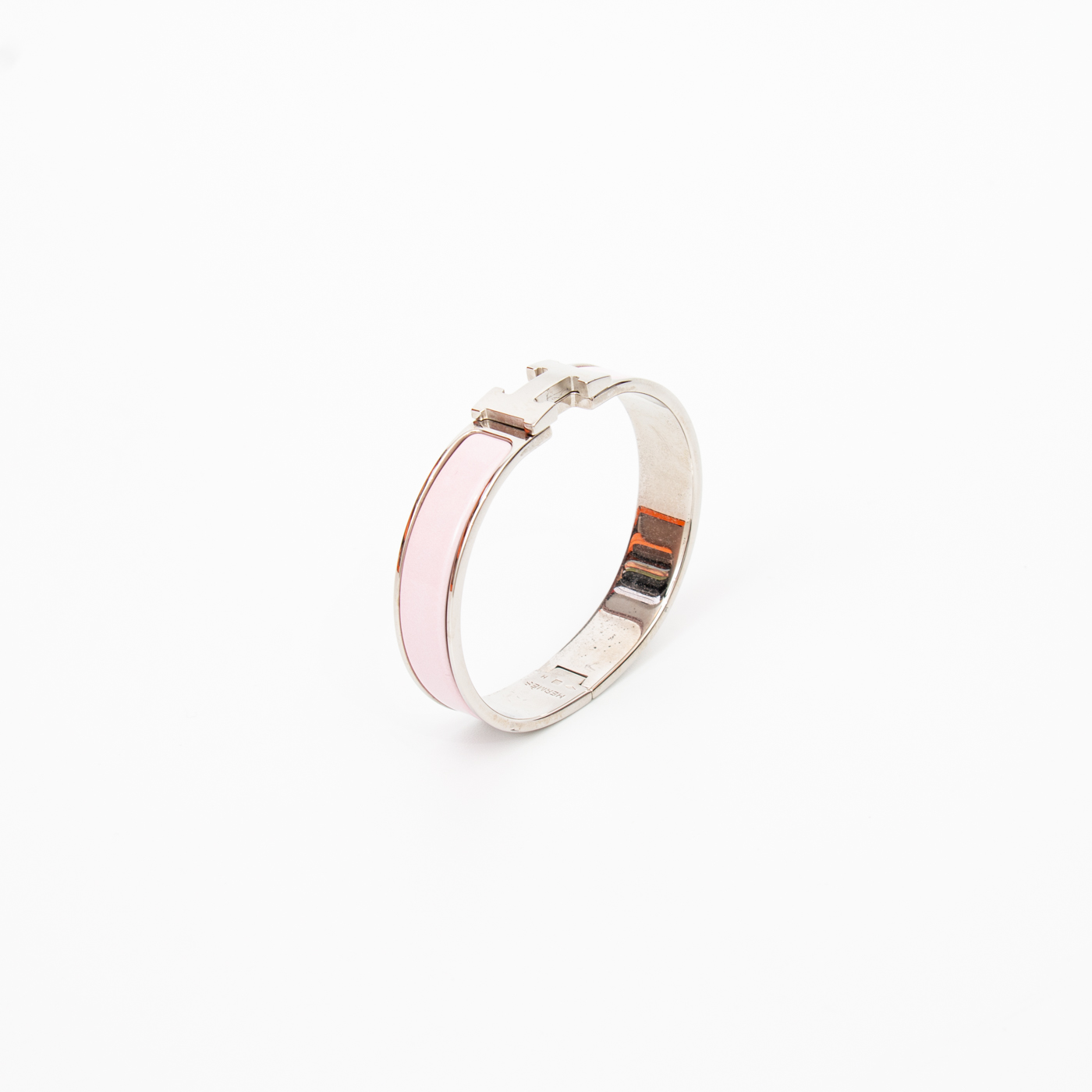 Bracelet Hermès Click H Fan en métal et émail argenté – Image 4