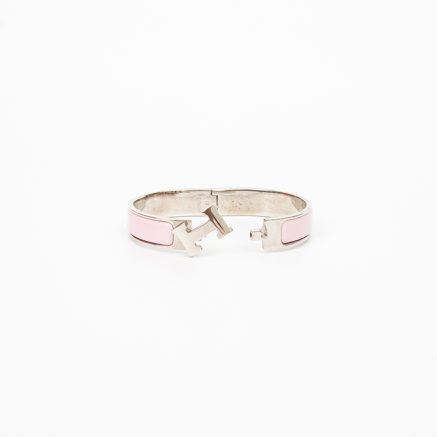 Bracelet Hermès Click H Fan en métal et émail argenté – Image 5