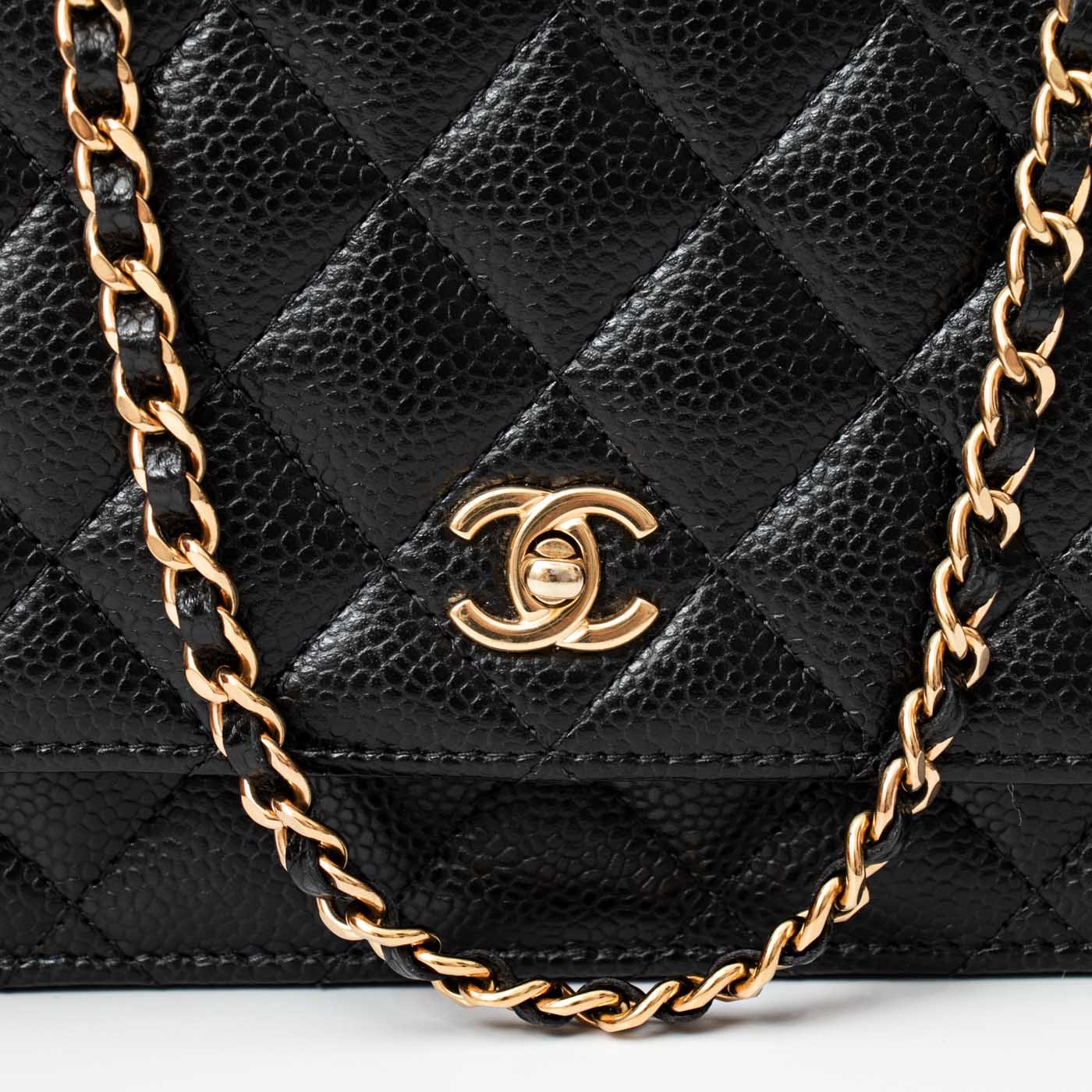 Chanel Wallet on Chain Classic Caviar Leder Schwarz mit Turnlock in Gold – Bild 7