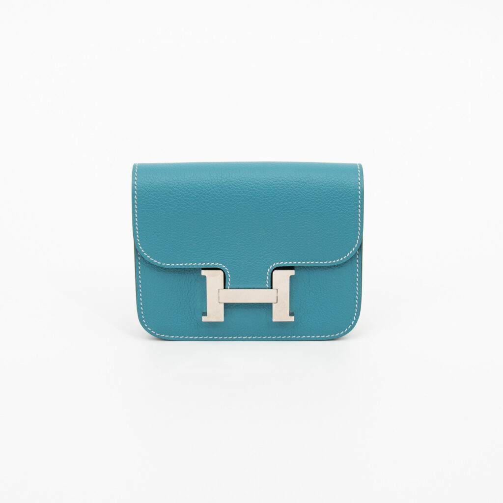 Hermès Constance Geldbörse Bleu mit Palladium Hardware