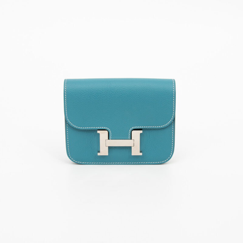 Hermès Constance Geldbörse Bleu mit Palladium Hardware – Bild 2