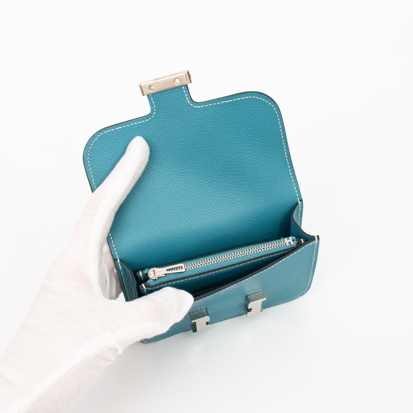 Hermès Constance Geldbörse Bleu mit Palladium Hardware – Bild 5