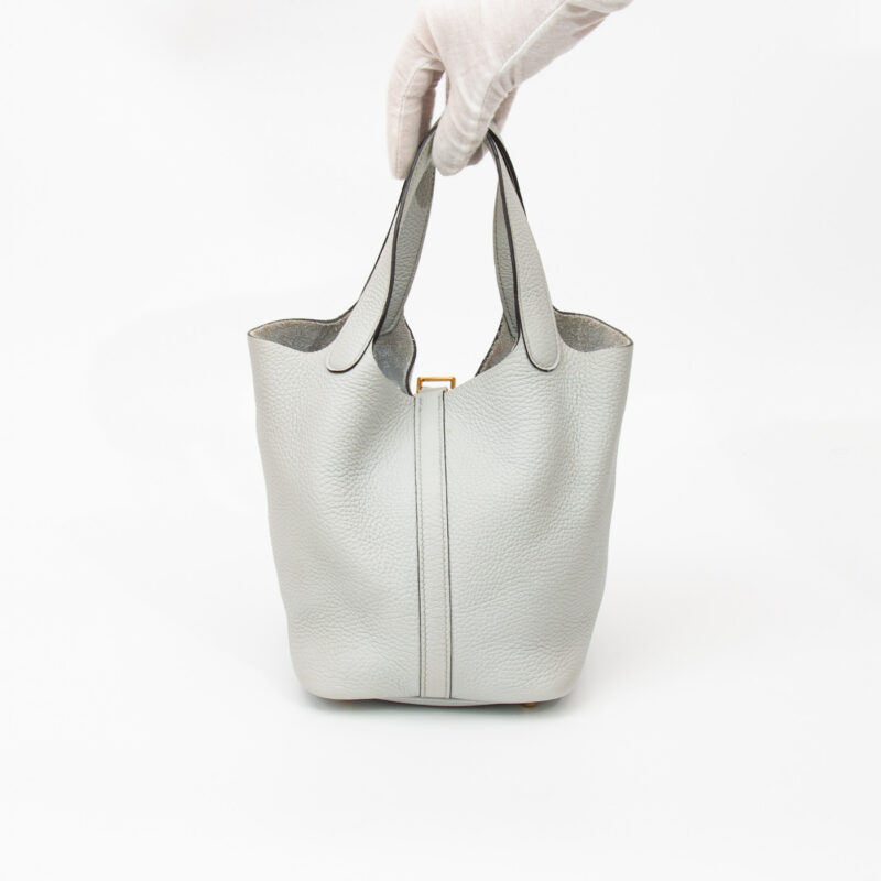 Hermès Tasche Picotin 18 Pm Taurillon Clemence Bleu Pale Mit Goldener Hardware 2021 – Bild 4