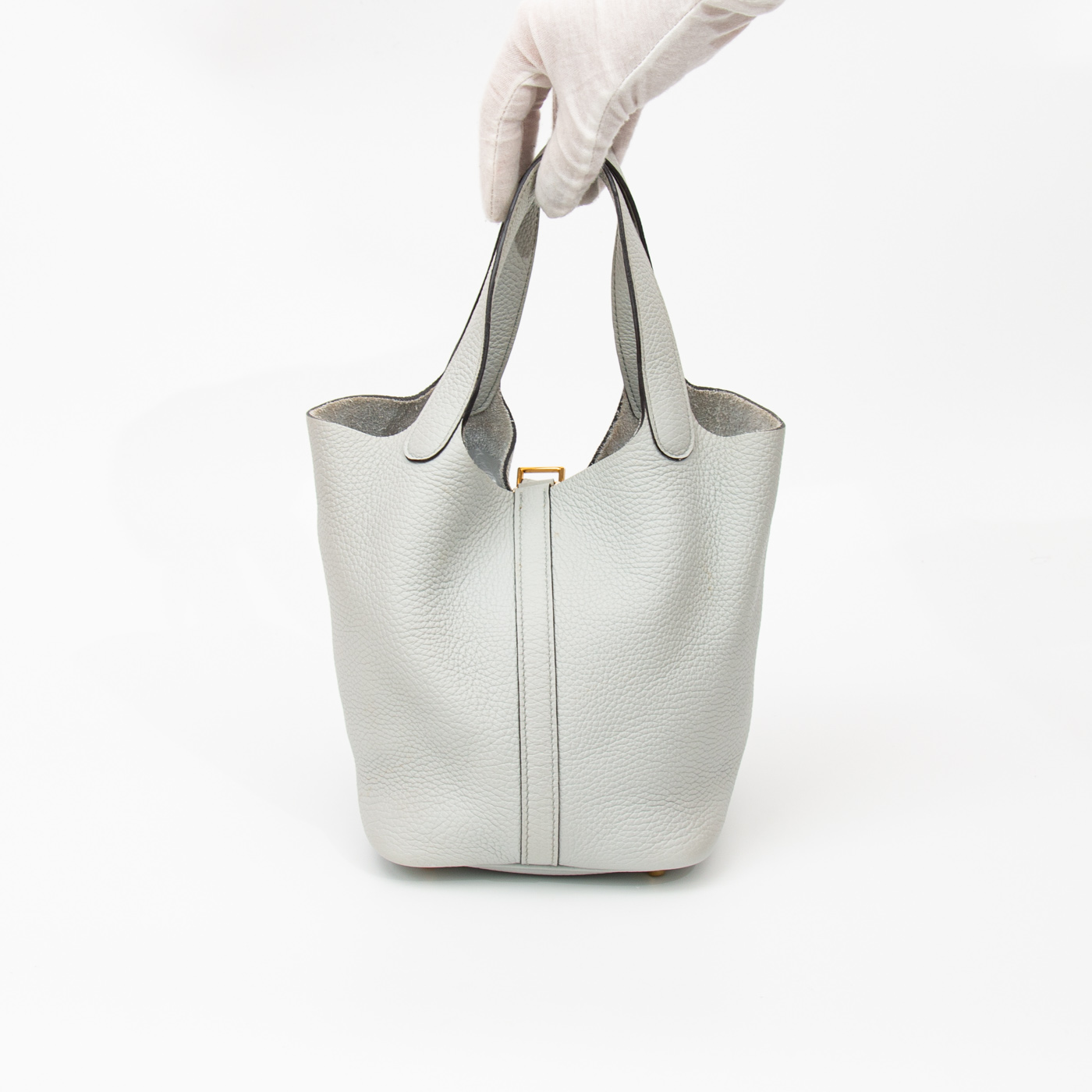 Hermès Tasche Picotin 18 Pm Taurillon Clemence Bleu Pale Mit Goldener Hardware 2021 – Bild 4