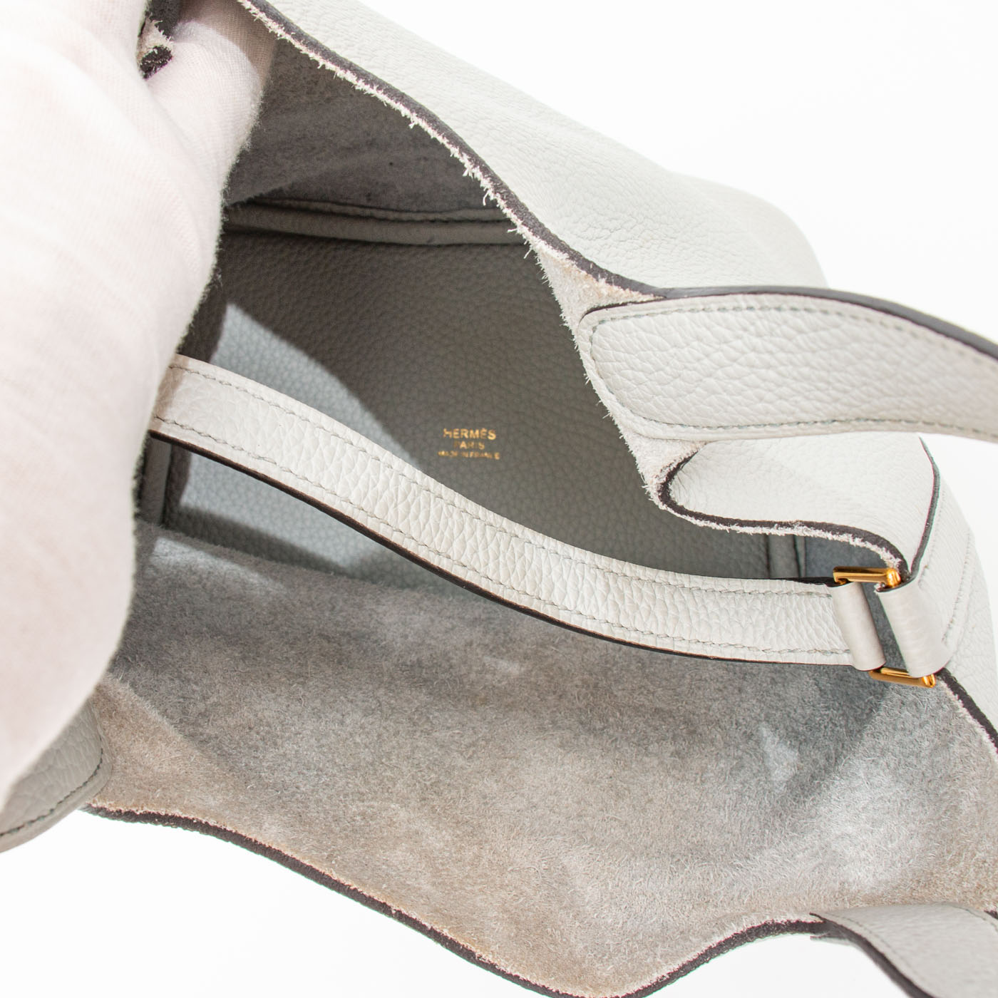 Hermès Tasche Picotin 18 Pm Taurillon Clemence Bleu Pale Mit Goldener Hardware 2021 – Bild 9