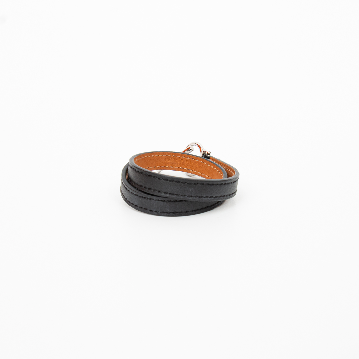 Bracelet en cuir Hermès Croisier Dubletour, noir – Image 3