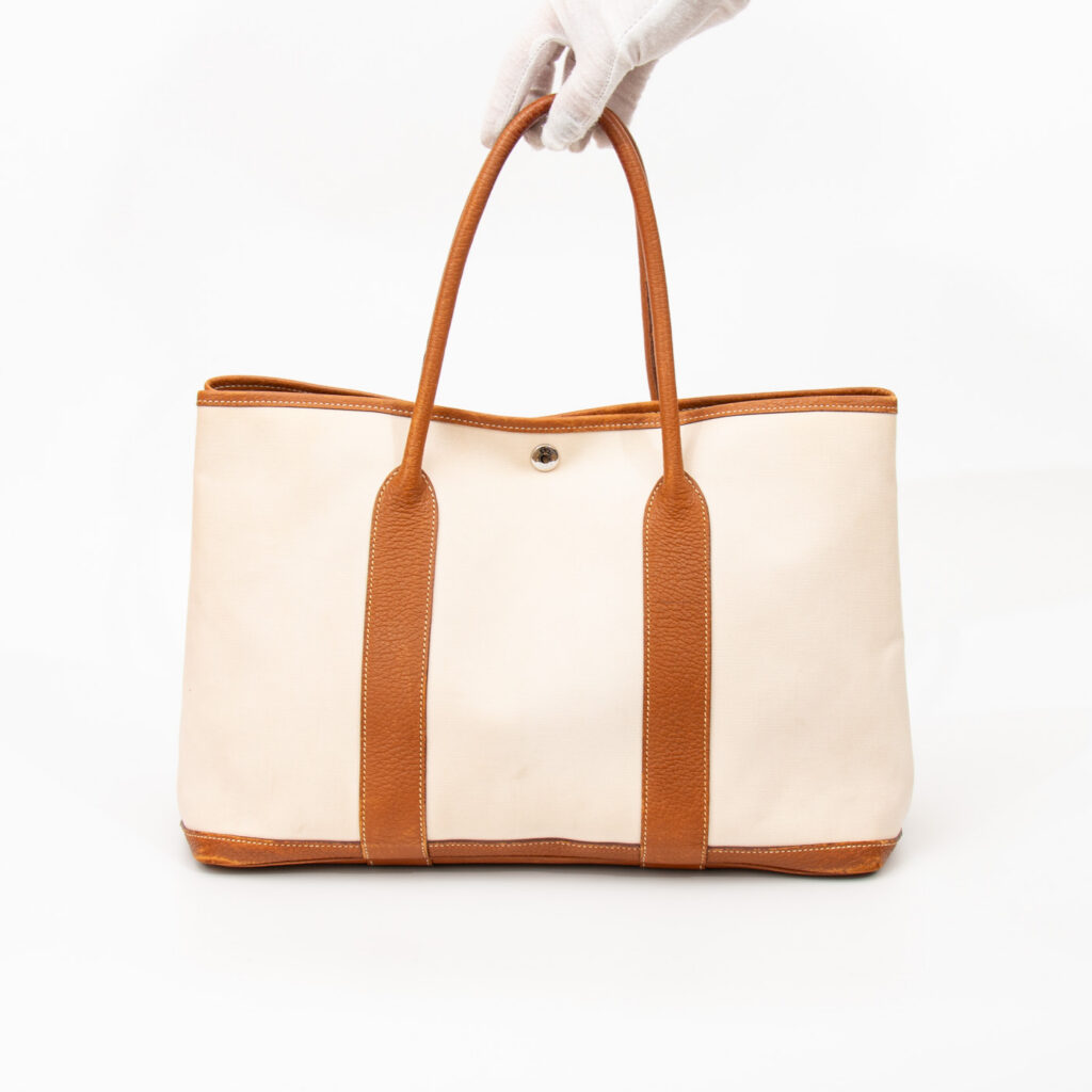 Hermès Shopper Garden Party 36 Toile Stoff Beige Mit Silberner Hardware 2007