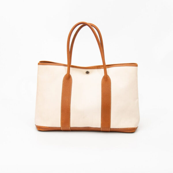 Hermès Shopper Garden Party 36 Toile Stoff Beige Mit Silberner Hardware 2007