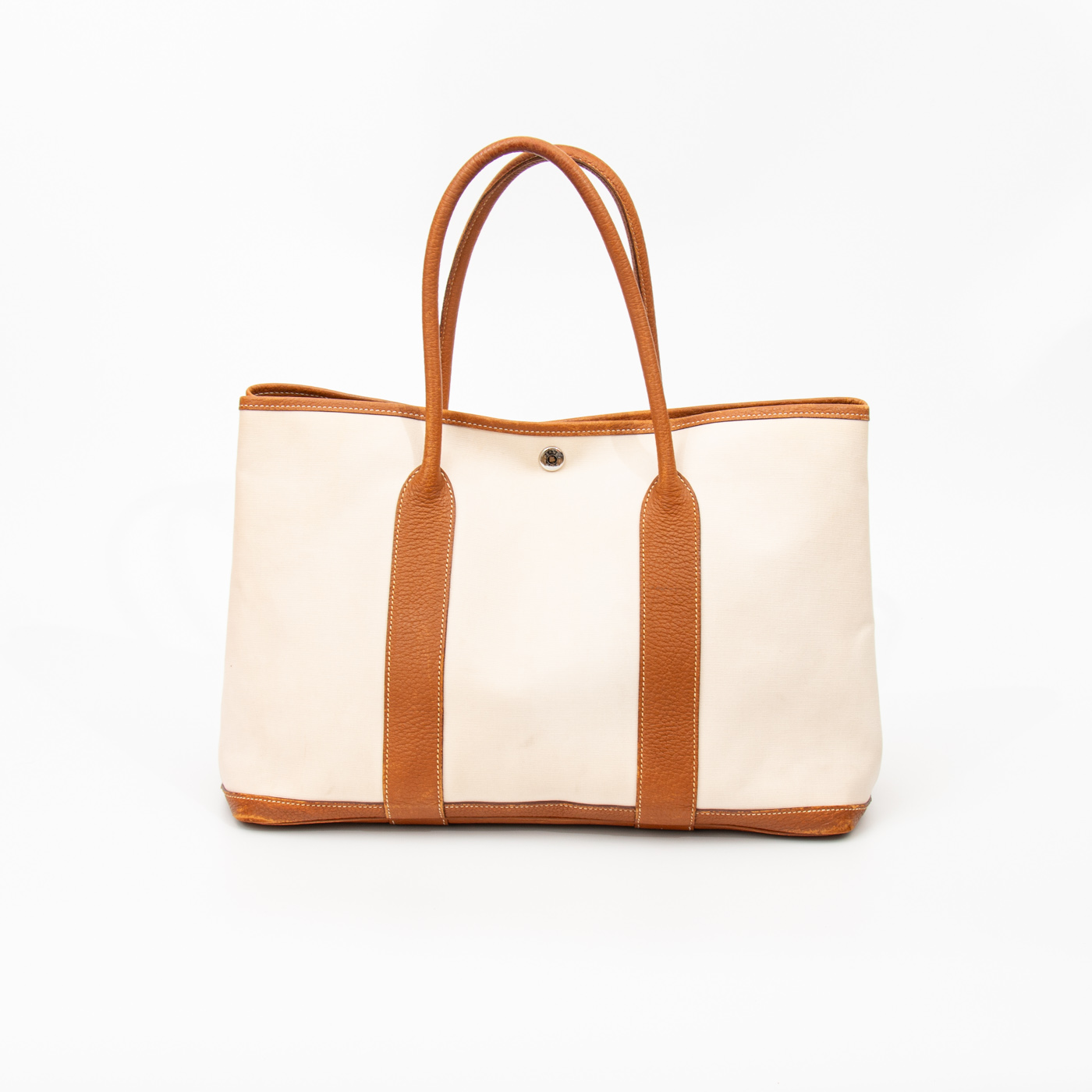Hermès Shopper Garden Party 36 Toile Stoff Beige Mit Silberner Hardware 2007 – Bild 2