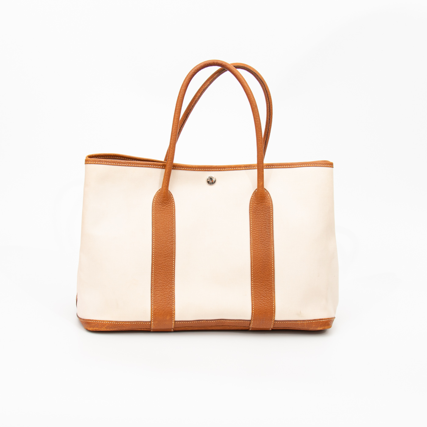 Hermès Shopper Garden Party 36 Toile Stoff Beige Mit Silberner Hardware 2007 – Bild 5