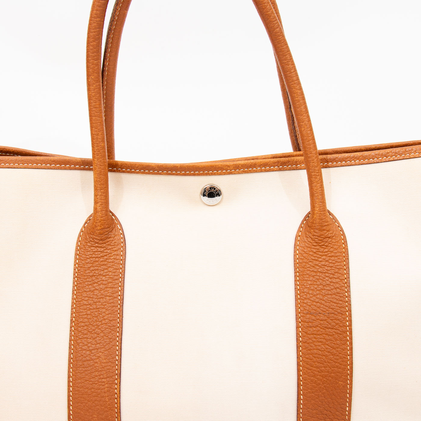 Hermès Shopper Garden Party 36 Toile Stoff Beige Mit Silberner Hardware 2007 – Bild 7