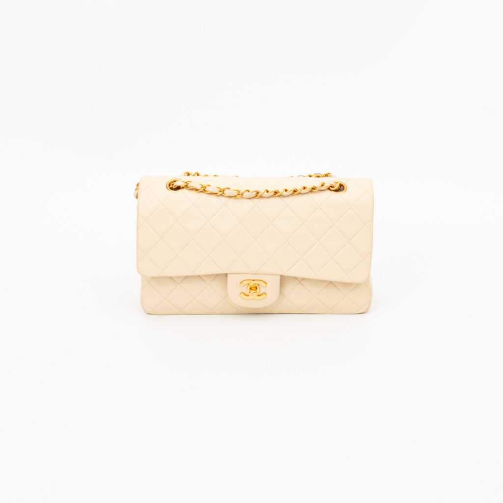 Bolso Chanel Timeless Double Flap color crema beige 1994-1996 3573035