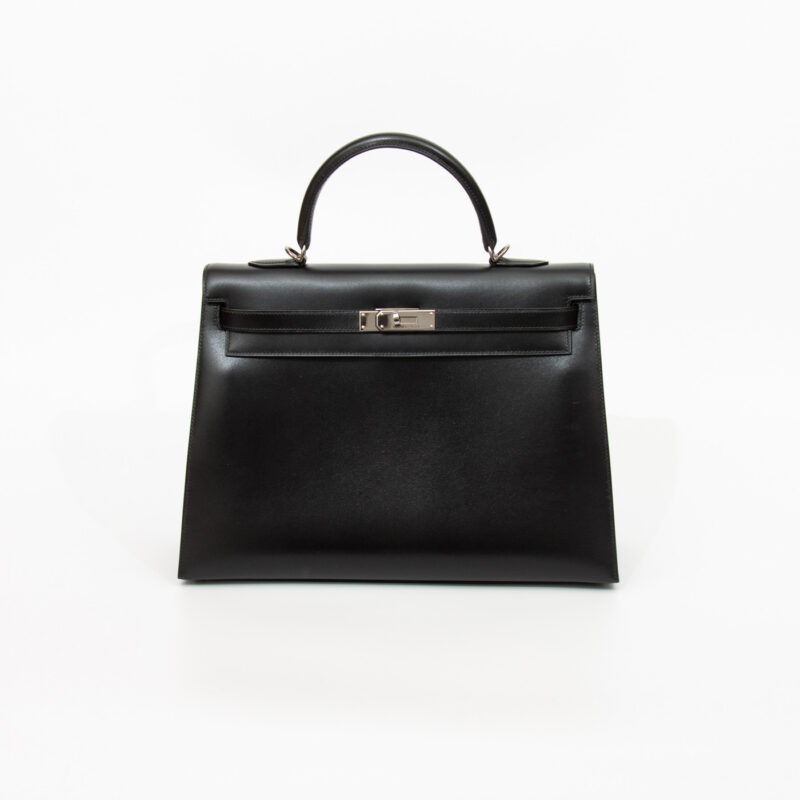 Bolso Hermès Kelly 35 Sellier de piel Boxcalf negra con herrajes de rutenio, 2003 – Imagen 1
