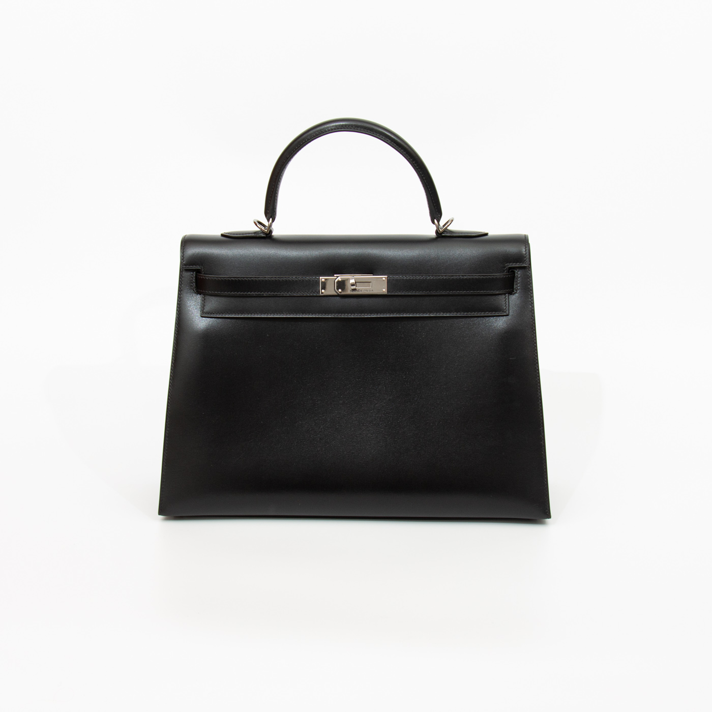 Bolso Hermès Kelly 35 Sellier de piel Boxcalf negra con herrajes de rutenio, 2003 – Imagen 1