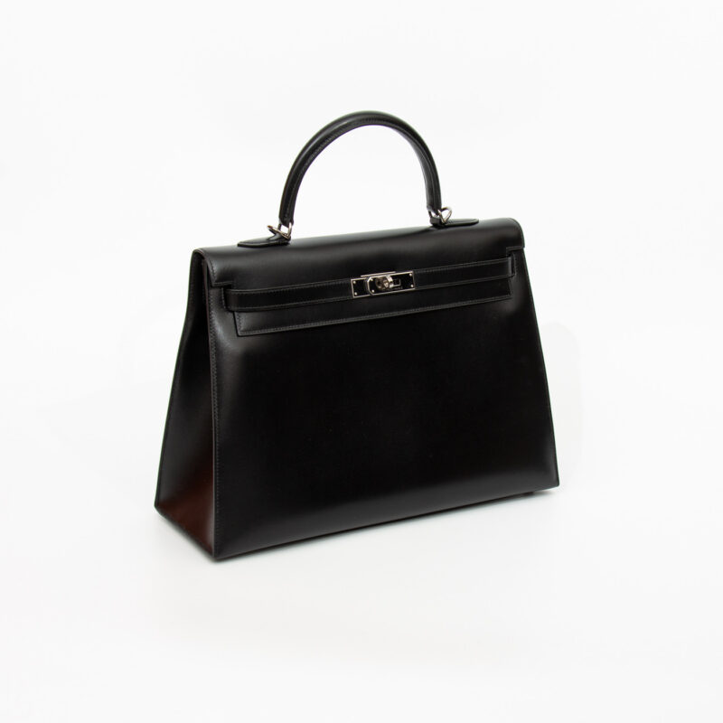 Bolso Hermès Kelly 35 Sellier de piel Boxcalf negra con herrajes de rutenio, 2003 – Imagen 2