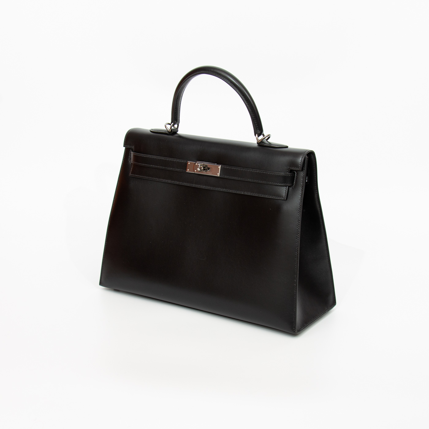 Bolso Hermès Kelly 35 Sellier de piel Boxcalf negra con herrajes de rutenio, 2003 – Imagen 3