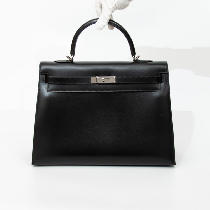 Bolso Hermès Kelly 35 Sellier de piel Boxcalf negra con herrajes de rutenio, 2003 – Imagen 6