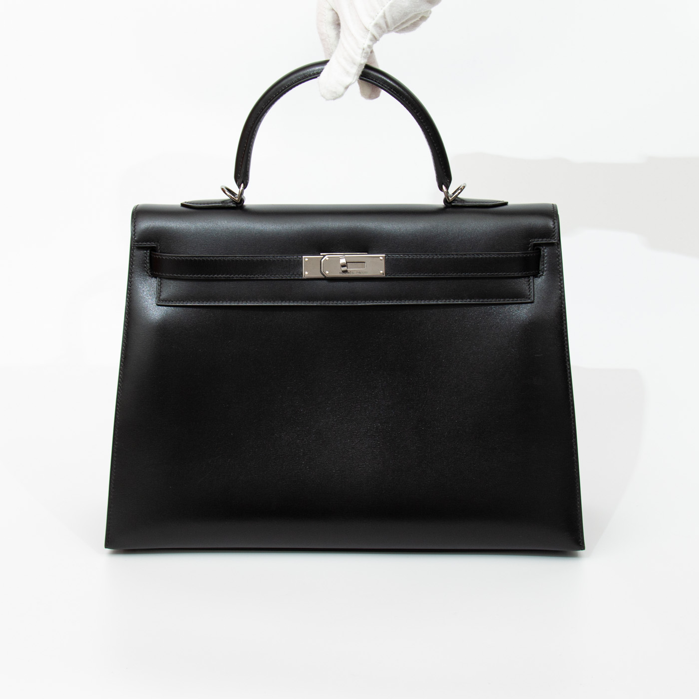 Bolso Hermès Kelly 35 Sellier de piel Boxcalf negra con herrajes de rutenio, 2003 – Imagen 6
