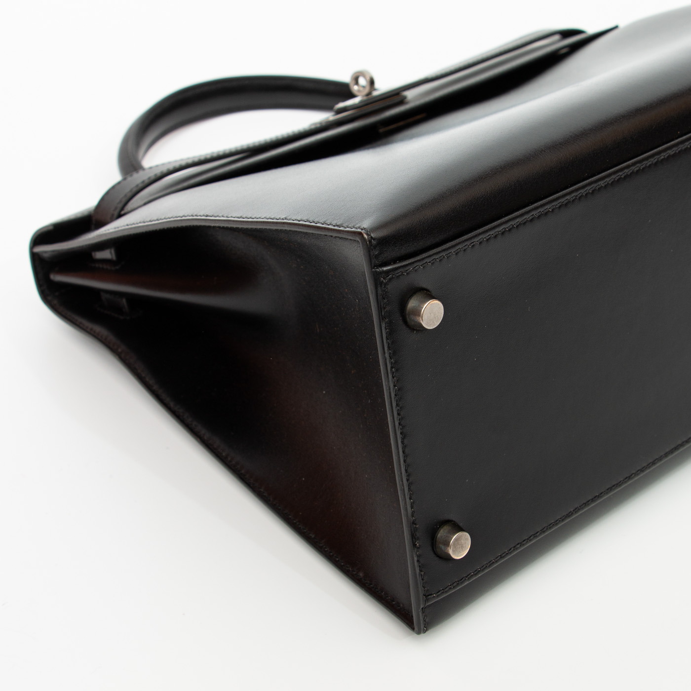 Bolso Hermès Kelly 35 Sellier de piel Boxcalf negra con herrajes de rutenio, 2003 – Imagen 8