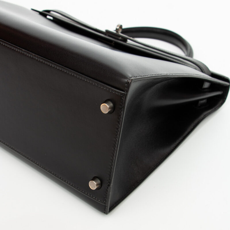 Bolso Hermès Kelly 35 Sellier de piel Boxcalf negra con herrajes de rutenio, 2003 – Imagen 9