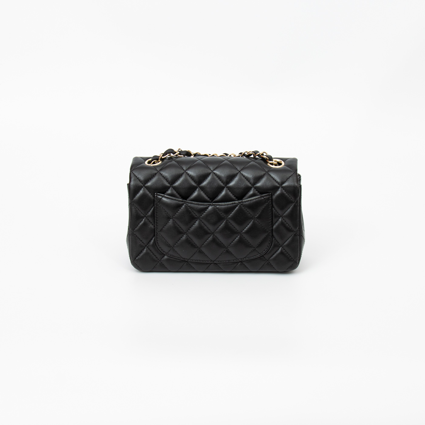 Chanel Mini Flap Rectangular Lambskin Schwarz Champagner Hardware – Bild 4