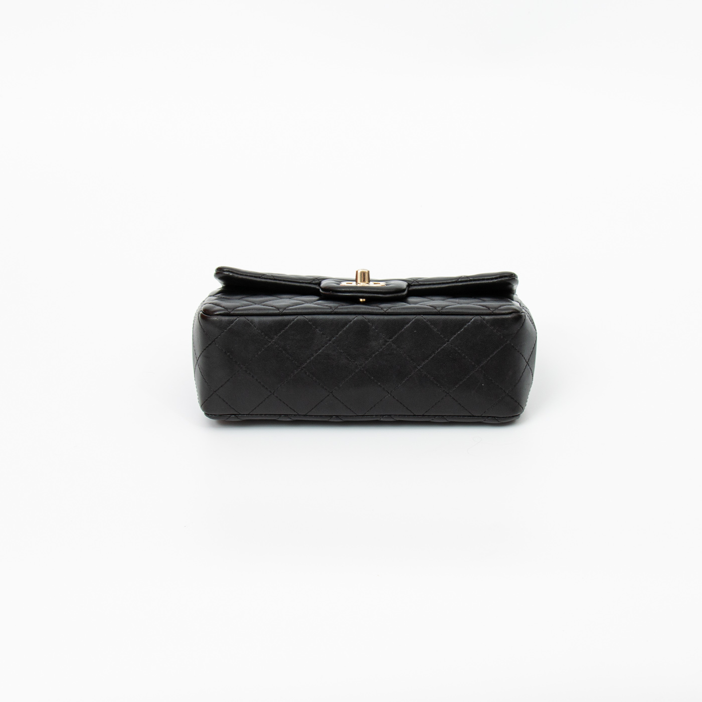 Chanel Mini Flap Rectangular Lambskin Schwarz Champagner Hardware – Bild 5